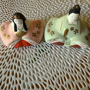Traditional Japanese Hina Doll Clay Figurines